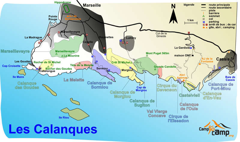 Carte des calanques